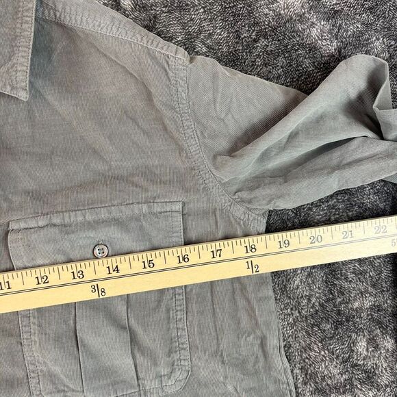 James Perse Corduroy Button Up Shirt Gray Women's 1 Pinwale Pocket $185 NWT - Picture 5 of 9